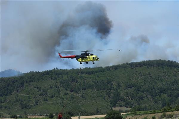 Sakarya'da ormanlık alanda başlayıp Bilecik tarafına sıçrayan yangına müdahale sürüyor