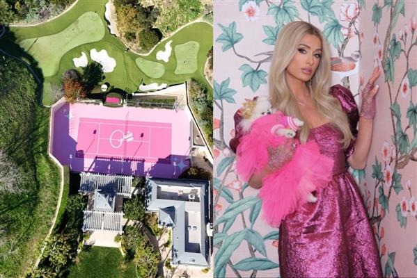 Paris Hilton'dan 63 milyon dolarlık pembe tenis kortu