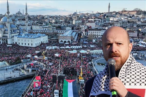 520 bin kişi yeni yılı Filistin için Galata Köprüsü'nde karşıladı