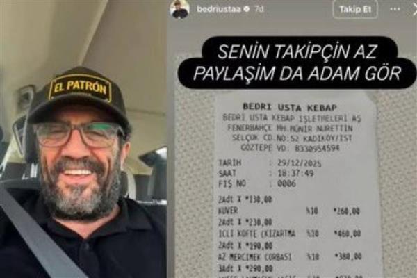 İstanbul Cumhuriyet Başsavcılığı'ndan Bedri Usta'ya adisyon paylaşımı soruşturması