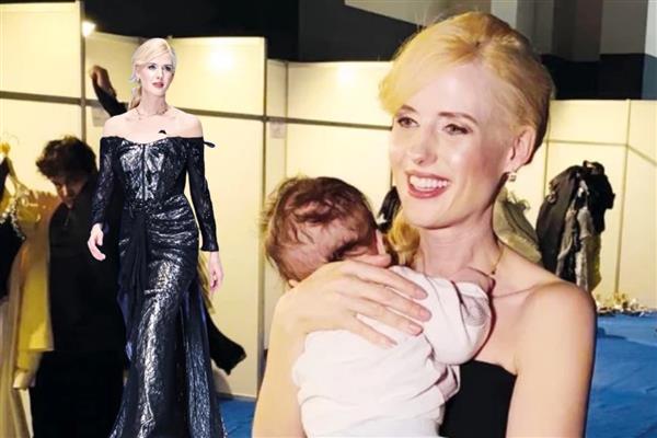 Wilma Elles defileye dört aylık oğlu Leon Mirza ile katıldı
