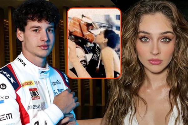 Cemre Baysel yarış öncesi Cem Bölükbaşı'na kaskından öperek destek verdi