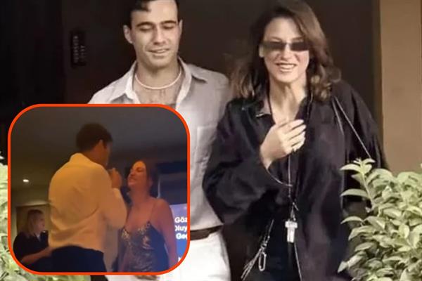 Serenay Sarıkaya ile Mert Demir, katıldıkları gecede 'gözlerime bak' şarkısında romantik danslarıyla dikkat çekti