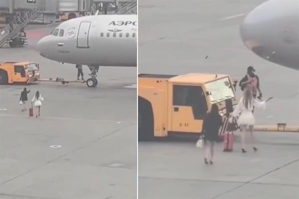 Moskova'da uçağı kaçıran iki yolcu, aprona çıkarak uçağı durdurmaya çalıştı